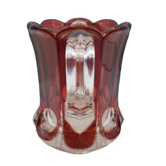 Ruby Stained Glass Spooner EAPG New Martinsville Placid Thumbprint 704 Antique - Picture 2 of 8